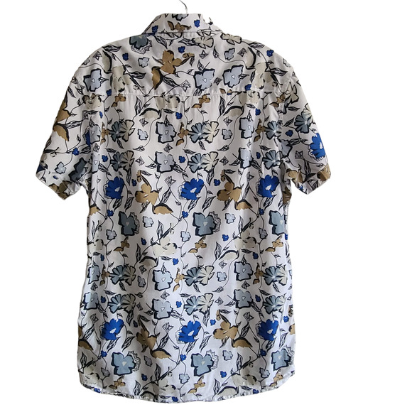 NOIZE AMSTRDM Blue Floral Short Sleeve Button Down Shirt Men's Large‎ - Picture 2 of 11